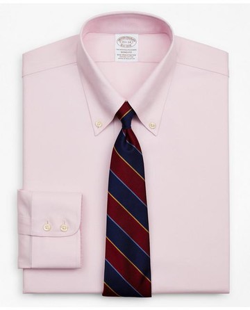 Brooks Brothers Men's Stretch Soho Extra-Slim-Fit Dress Shirt, Non-Iron Royal Oxford Button-Down Collar | Pink | Size 16½ 37