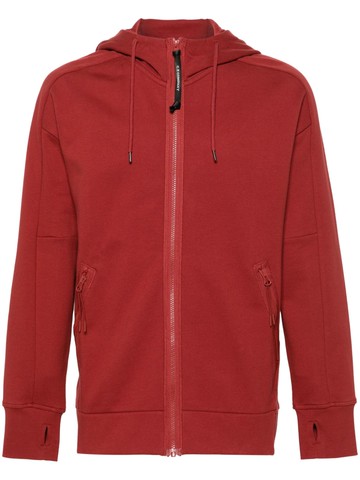 C.P. Company - Goggles-detailed zip-up hoodie - men - Cotton - XXL - Red
