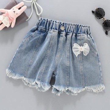 潮童女童寶寶牛仔短褲夏季2024新款韓版洋氣兒童夏裝百搭薄款褲子