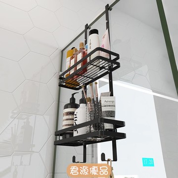 浴室收納架 毛巾架 收納架 黑色淋浴房置物架不銹鋼壁洗澡沖涼掛籃免打孔浴室衛生間收納架子