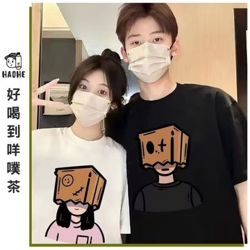 【當天出貨】重磅情侶T恤男女同款純棉印花短袖T恤寬鬆圓領短T日系穿搭Oversize大尺碼