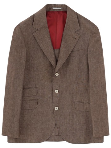 brunello cucinelli single-breasted linen jacket