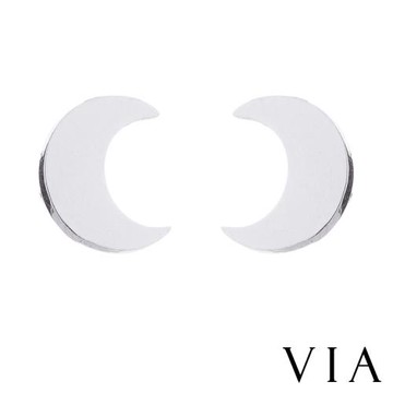 【VIA】星空系列 月亮造型白鋼耳釘 造型耳釘 鋼色