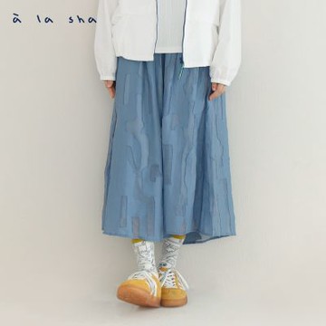 a la sha 不規則透紗紋長裙