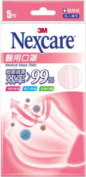 3M Nexcare   醫用口罩成人適用 5枚/包 (藍色.粉色2種可選)