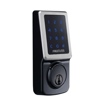 FAULTLESS 加安牌 TOUCH-BOLT™ 三合一 卡片/密碼/鑰匙 電子感應觸控門鎖  美規ANSI第二級認證  前導碼功能  TD-505PC  孔洞符合可DIY 安裝