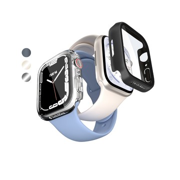 SwitchEasy Apple Watch 41mm Hybrid 鋼化玻璃手錶殼,午夜黑