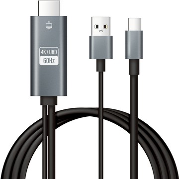 Home Planet 4K UHD 60Hz Type-C to HDMI MHL鏡像充電傳輸線 支援三星Dex  2m  灰色  1個