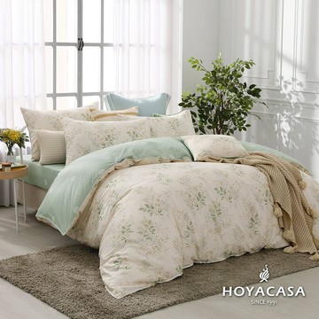 HOYACASA 精梳棉兩用被床包組(天絲入棉30%)｜初晨葉曲｜(單人/雙人/加大)