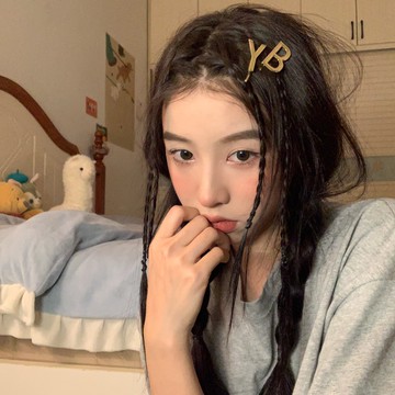 2021新款韓國學生個性劉海夾一字式側邊發卡字母金屬發夾女