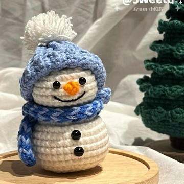 🔥新款🔥毛線diy雪人鉤針掛件手工編織材料玩偶自制鉤織掛鑰匙扣聖誕禮物勾針材料包 手作小物 diy吊墜 編織娃娃