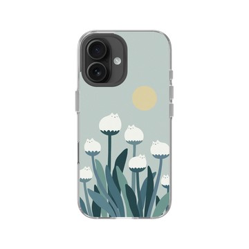 iPhone 16 Clear Case（相機按鈕） 透明 - ilovedoodle (Lim Heng Swee) - White Cat Flowers - 白貓花朵