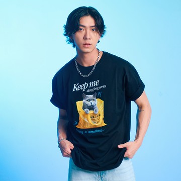 袋中俄羅斯藍貓刺繡印花T