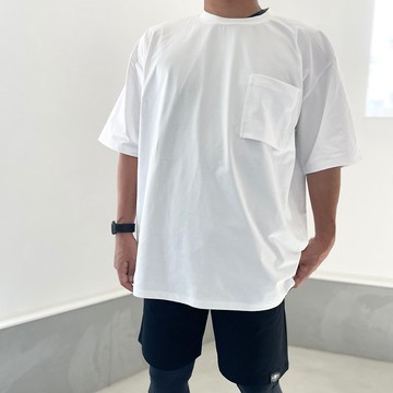 【男女同款】附口袋寬鬆版型 રશ ગાર્ડ T恤【白色】