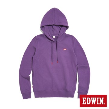 EDWIN 女款 側開口袋長袖連帽T恤(葡紫色)