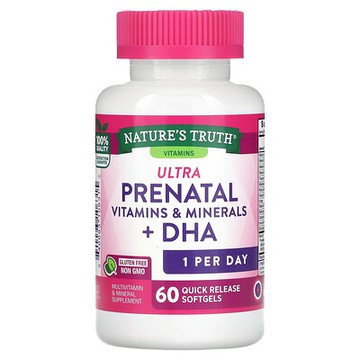 Nature's Truth, 高級產前維生素和礦物質 + DHA，60 粒速釋軟凝膠