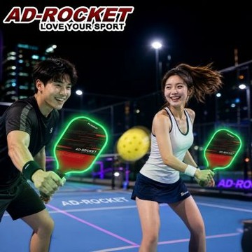AD-ROCKET 發光匹克球拍 頂級PRO款 匹克球 夜間戶外運動 玻璃纖維 LED燈球拍(超值兩入組)