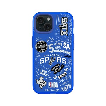 iPhone 15 Clear 激光藍 - NBA - 塗鴉系列-聖安東尼奧馬刺 San Antonio Spurs - Graffiti