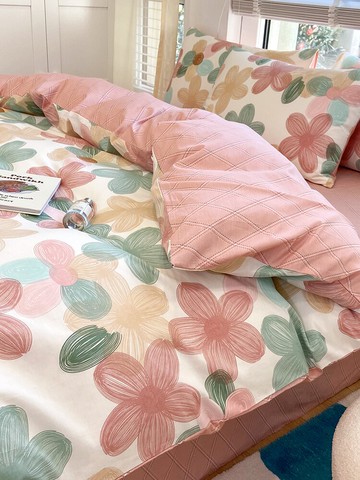 小清新床品四件套100純棉全棉被套床單床笠女學生宿舍床上三件套4