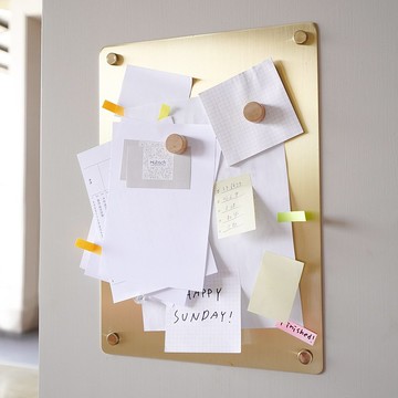 【Hübsch】－991105 黃銅色簡約金屬留言板 辦公文具 備忘錄