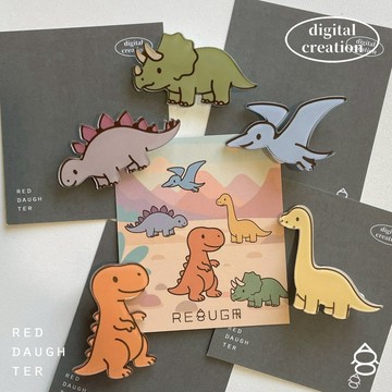 紅女兒〔Dinosaur〕恐龍別針 別針 胸針 徽章 胸章 小徽章 可愛徽章 可愛別針 胸針別針 別針徽章 壓克力別針