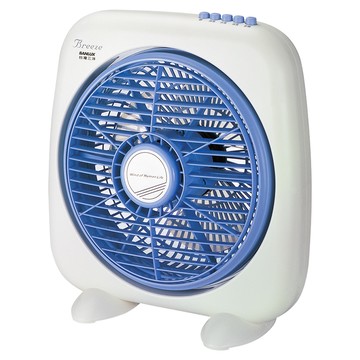 SANLUX 台灣三洋 箱扇 10吋 SBF-1000A1 方型扇 按鍵式三段風速調整 風向360°迴轉上下角度調整 造型精巧大方  白色 + 藍色