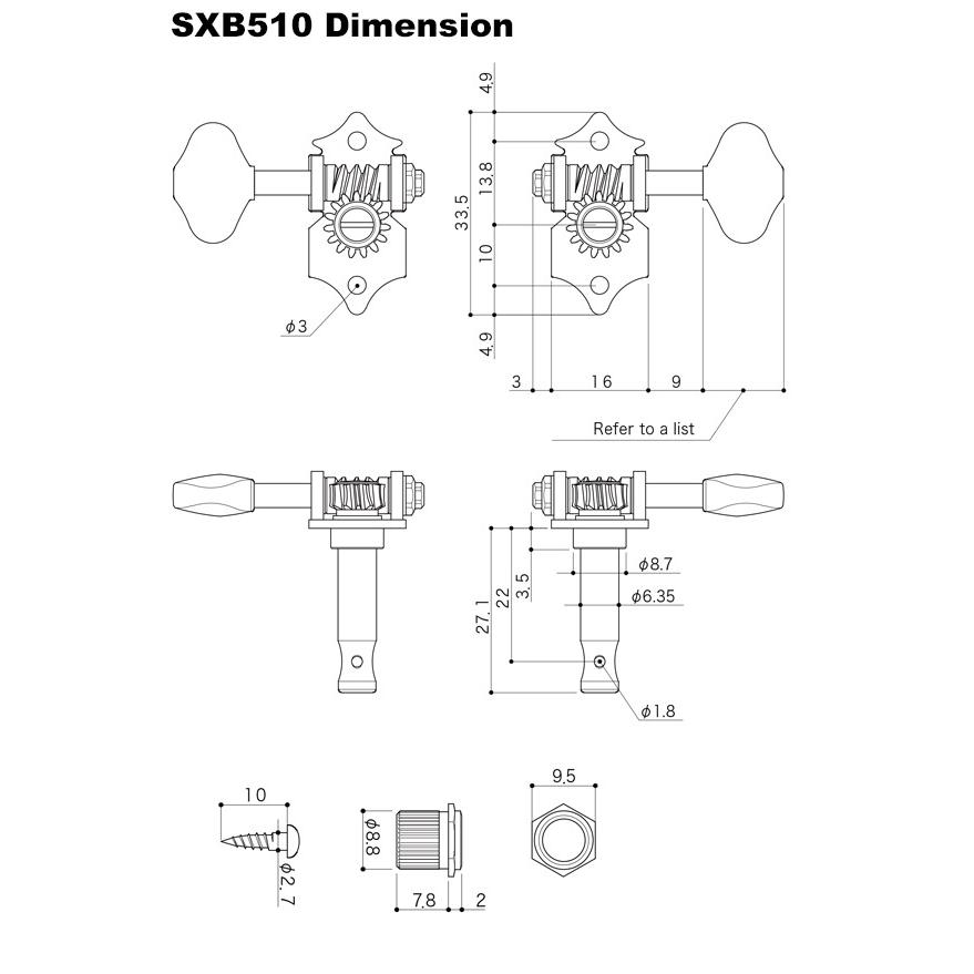 ゴトー ギター ペグ GOTOH SXB510 06M N(ニッケル)  両側タイプ 6個セット