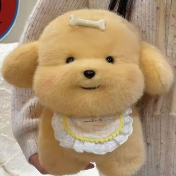 毛絨絨少女心骨頭小金毛公仔可愛圍兜娃娃玩偶禮品送閨蜜生日禮物