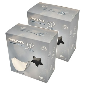 PROLEVEL 台灣優紙 醫療防護口罩/3D立體口罩 未滅菌 一般款成人細繩  灰綠色  30片  2盒