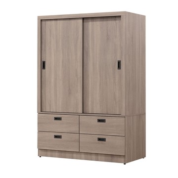 文創集 迪羅克4尺推門四抽衣櫃-120x57x179cm免組