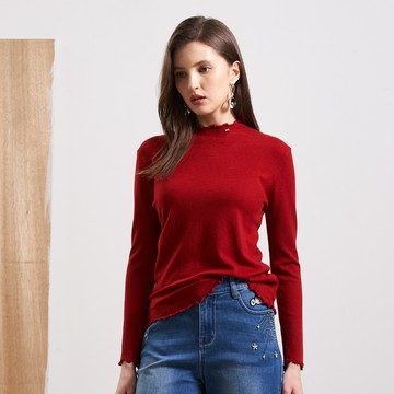 CLL巧玲瓏 褶飾波浪領上衣(紅色) 5248607