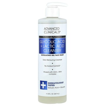 Advanced Clinicals, 羥基乙酸 + 乳酸洗面奶，11.75 液量盎司（347 毫升）
