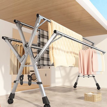 免運 晾衣架落地折疊室內家用陽臺涼曬衣架臥室伸縮桿式室外曬被子神器