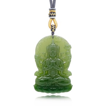 【正佳珠寶】和田碧玉 頂級老礦 度母觀音 全淨體觀音 碧玉吊墜