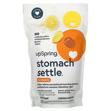 UpSpring, Stomach Settle，適用于媽媽，檸檬-薑-蜂蜜，28 包獨立包裝滴劑