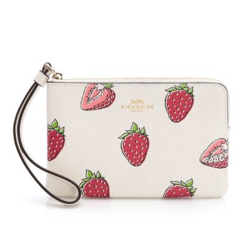 【COACH】經典款手拿包(奶油白/草莓)