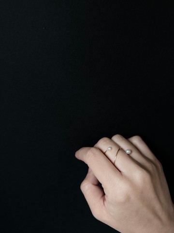 正圓天然淡水珍珠戒指 注金戒指 14Kgf Satallite Ring