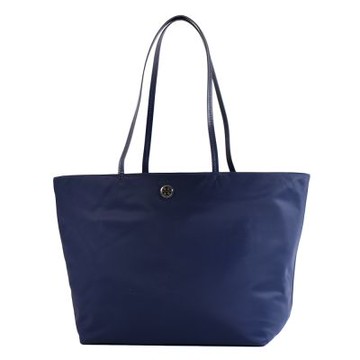 TORY BURCH 金屬標高密度尼龍拉鍊托特包-海軍藍/大