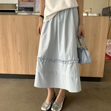 薄款高腰氣質長半身裙(預購)vic005427