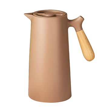 木手柄玻璃內膽保溫壺 內層電鍍玻璃 超長效保溫  1L  咖啡色  1個
