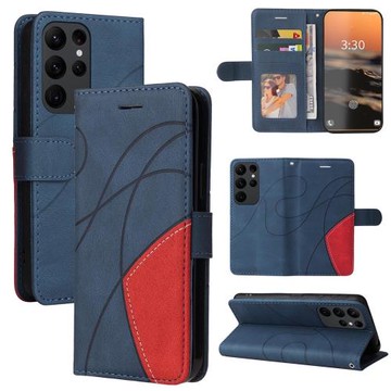 適用三星S24Ultra手機保護殼防摔s23+全包邊S23全包邊軟矽膠軟男女款帶掛繩個性創意翻蓋曲線拼接保護皮套5G