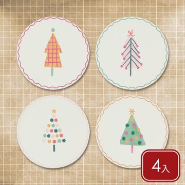 《danica》Jubilee白雲石吸水杯墊4入-聖誕樹-- 咖啡杯墊 飲料墊 水杯墊 茶墊