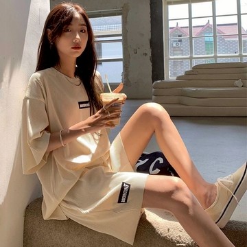短袖運動服套裝女顯瘦寬松韓版冰絲短褲休閒兩件套潮夏季【聚寶屋】