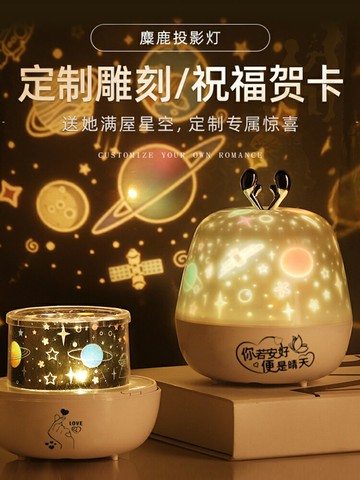 創意星空燈投影儀兒童房小夜燈浪漫氛圍燈情人節生日禮物女圣誕節