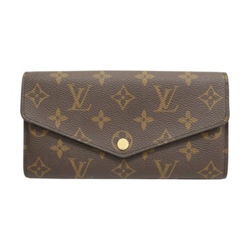 LOUIS VUITTON LV 路易威登 棕色 原花 PVC塗層帆布 Sarah 扣式長夾 M62235 【二手名牌BRAND OFF】
