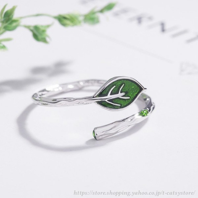 指輪 リング リーフ 葉っぱ オープンリング フォークリング ボタニカル グリーン レディース アクセサリー ジュエリー シルバーカラー プレゼント 通販 Lineポイント最大0 5 Get Lineショッピング