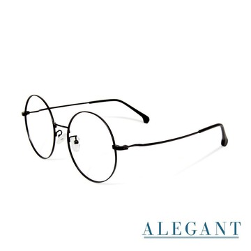 【ALEGANT】質感黑細圓光學框顯小臉UV400濾藍光眼鏡