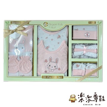 美國Elegant kids十件組彌月禮盒-粉色 - 彌月禮盒 十件組彌月禮盒 女嬰裝 女嬰 嬰兒手套 嬰兒襪子 嬰兒裝 女嬰彌月禮盒 嬰兒圍兜