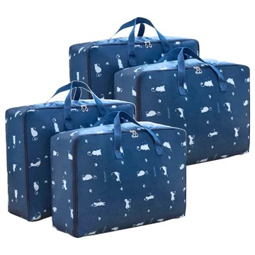 葉子小舖 牛津布收納袋 大號  藏青貓  4件