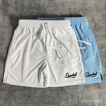 美式運動速幹短褲男女夏季透氣跑步籃球體育健身四分膝網眼開叉 運動褲 速幹褲 運動休閒褲 籃球褲 訓練褲 短褲 球褲